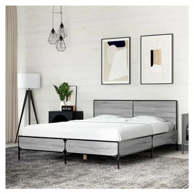 Produktbild von Bettgestell Grau Sonoma 135x190 cm ohne Matratze