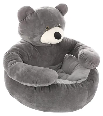 Image de Lit pour animaux de compagnie rond, motif ours, amovible et lavable, pour petits chiens et chats, couleur gris, 60 cm