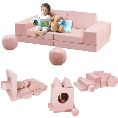 Immagine prodotto di Divano da gioco per bambini, design modulare, facile da pulire, rosa