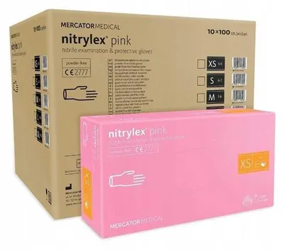 Produktbild von Nitrilhandschuhe 100 Stück. 6-XS Nitrylex Pink - 10 Stück.