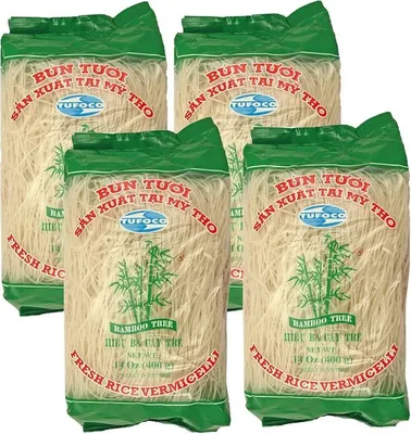 Produktbild von [ 4x 400g ] BAMBOO TREE Vietnam Reisnudeln / Bun Tuoi / Rice Noodle Vermicelli