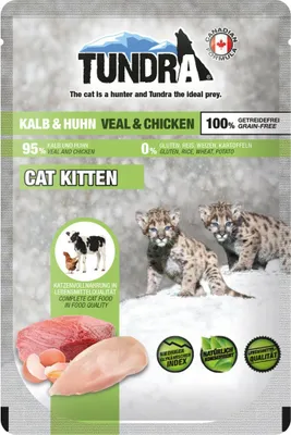 Image de Tundra Cat Kitten Pouchpack Veau & Poulet 16x 85g Nourriture humide pour chatons
