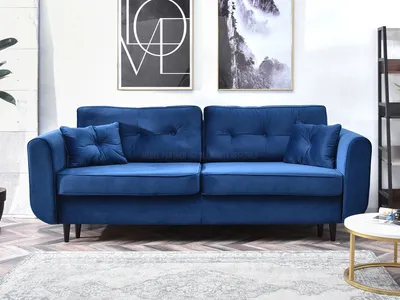 Zdjęcie produktu dla Sofa rozkładana LALESKA - ciemnoniebieski / czarny