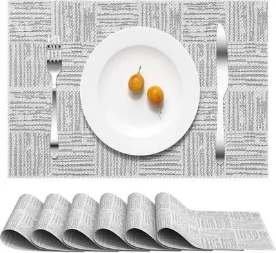 Obrázok produktu pre Ibenzoa® Sada 6 podtáciek, umývateľných, vyrobených z materiálu Teslin, protišmykových a odolných voči teplu, rozmer 44 x 30 cm, ideálne do domácnosti aj do gastronomických zariadení