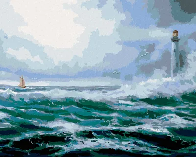 Produktbild von Zuty - Malen nach Zahlen - LEUCHTTURM IM OZEAN, 40x50 cm, mit Keilrahmen (bereits gespannt)