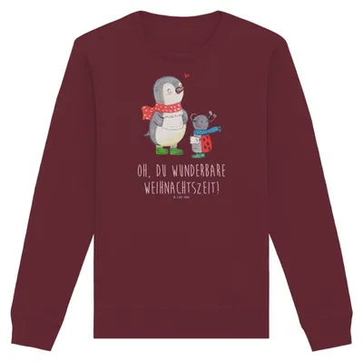 Produktbild von Mr. & Mrs. Panda Baumwoll Pullover Smörle Winterzeit Größe S - Burgundy - Geschenk, Weihnachten, Sweatshirt, Weihnachtszeit, Bio, Sweater, Grüße, Weihnachtsgruß, Pulli