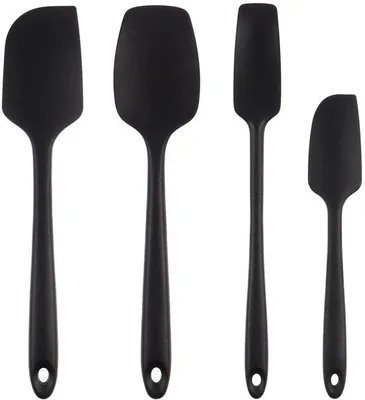 Produktbild von Ibenzoa® Silikon-Teigschaber-Set 4-tlg., BPA-frei, hitzebeständig bis 260°C, mit Edelstahlkern – 28,4/28,4/22,3/28,5 cm, für Kochen & Backen