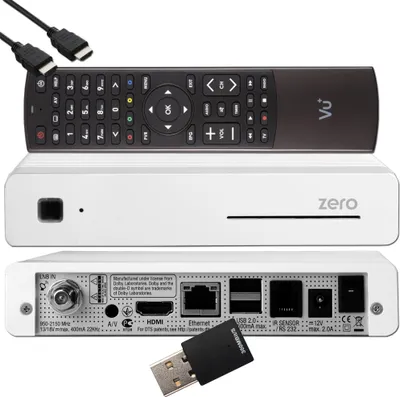 Produktbild von VU+ Plus Zero Linux Full HD Sat Receiver - Weiss + 300 Mbits Wifi Stick