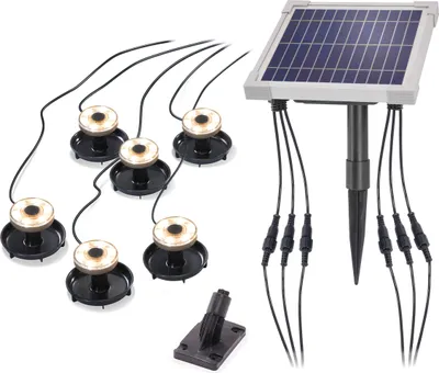 Produktbild von esotec Solar Über- und Unterwasserstrahler, 6 Spots warmweiß, IP68, 101403