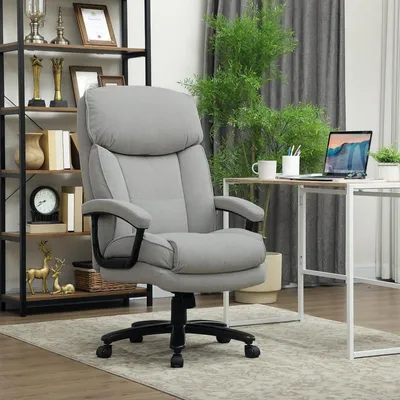 Imagen del producto de okwish: Cama alta tapizada, sillón reclinable con función de balanceo, silla de oficina con asiento giratorio, color gris claro