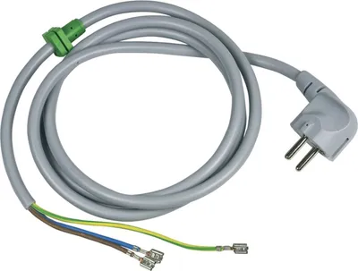 A power cord with a European plug and bare wire ends.