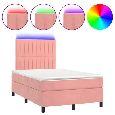 Produktbild von vidaXL Boxspringbett mit Matratze & LED Rosa 120x190 cm Samt