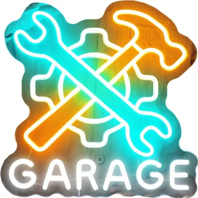 Produktbild von INF LED Schraubenschlüssel und Hammer Schild - Werkstatt Neon Licht, 44,6x33cm