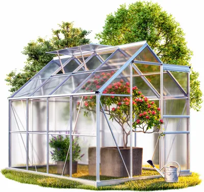 Produktbild von GARDEBRUK® Aluminium Gewächshaus 4,75m² 250x190cm inkl. 2 Dachfenster Treibhaus Garten Frühbeet Pflanzenhaus Aufzucht 7,63m³