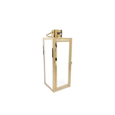 Obrázok produktu pre HOMLA TONDO zlatý lampáš s pruhovaným sklom 14x14x39 cm