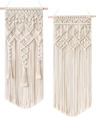 Produktbild von 2 ks Macrame Nástenné Boho Dekoratívne elegantné tkané tapisérie - Krásna domáca spálňa Svadobný apartmán Dekorácia izby Bytová dekorácia, 71 cm (D) x 33 cm (Š) a 73 cm (D) x 33 cm (Š)