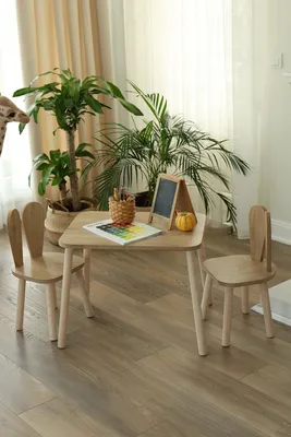 Zdjęcie produktu dla Skye Decor, Bunny One Chair Set - Brown, stoliki dla dzieci, zestaw stolików dla dzieci, brązowy, MDF, 50 x 60 x 45 cm