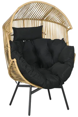 Immagine prodotto di Poltrona in rattan Poltrona da esterno Poltrona da giardino, rattan PE, 89 cm x 75 cm x 143 cm, naturale + nero