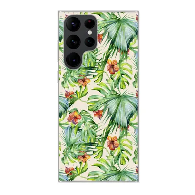 Produktbild von MuchoWow® Handyhülle Schutzhülle Hülle für Samsung Galaxy S22 Ultra Blume - Blatt - Muster Silikon Softcase Handy Hülle - Abbildung