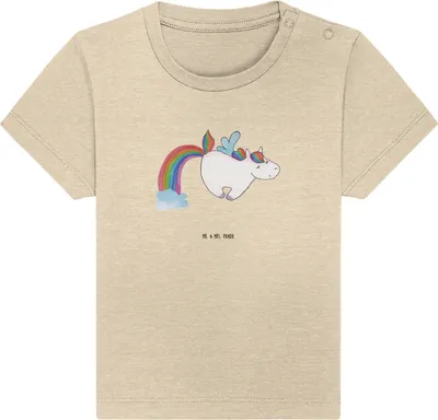 Produktbild von Mr. & Mrs. Panda Babyshirt Einhorn Fliegendes Pferd 6. - 12. Monat - Natural Raw - Geschenk,  T-Shirt, Glitzer, Regenbogen, Baby Jerseyshirt, Realität, Kinder, Unicorn