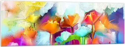 Produktbild von Bilder auf glas - Blumen Wiese Sommer - 160x50cm - Glasbilder - Wandbilder - Kunstdruck - zum Aufhängen bereit - Wanddekoration aus Glas - Glas Bilder - Wandbild auf Glas - Einteilig - GAB160x50-4095