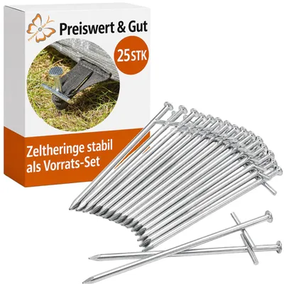 Produktbild von 25 STK Heringe Zelt 17cm mit Querstift Zeltheringe stabil Camping und Wohnmobil