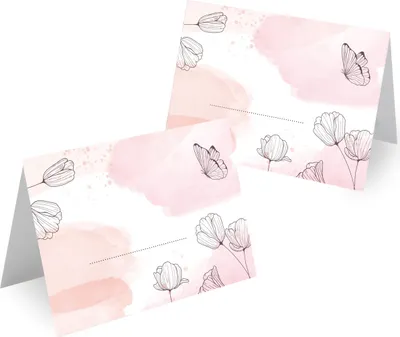Produktbild von MAVANTO® 100x Blanko Design Tischkarten Hochzeit Geburtstag DIN A7 - Platzkarten zum Beschriften in vielen verschiedenen Designs (Schmetterling)