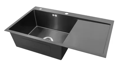 Produktbild von Proaja- 86x50x22cm Küchenspüle schwarz Edelstahl 304 0,8 eckig 1 Becken,Einbauspüle,Spüle Küche Abtropffläche