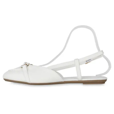 Produktbild von VAN HILL Damen Übergrößen Sling Ballerina Freizeit Schuhe 841283, Farbe: Weiß, Größe: 44