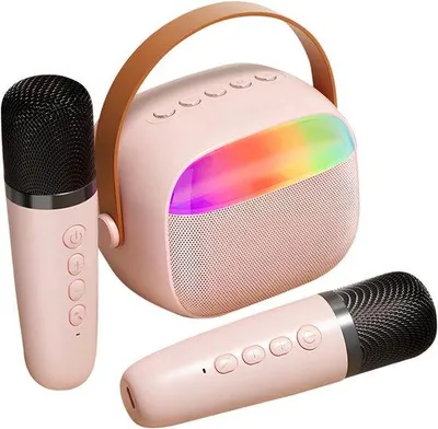 Immagine prodotto di Microfono per karaoke per bambini, portatile per ragazze adolescenti, piccolo impianto karaoke con microfono e altoparlante