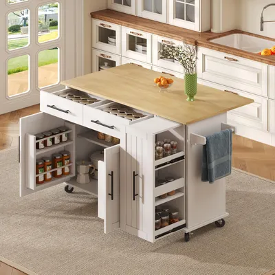 Produktbild von STILVORA Multifunktionaler Küchenwagen mit Rollen und klappbarer Arbeitsplatte,Kücheninsel freistehend,Küchenschrank mit Schubladen für Küche, Esszimmer & Wohnzimmer