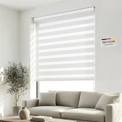 Produktbild von Victoria M. Premium Doppelrollo / Duo Rollo, 160 x 175 cm, weiß Premium Lichtdurchlässig und verdunkelnd mit Kettenzug Wand- o. Deckenmontage