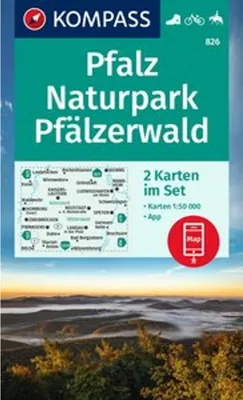 Produktbild von KOMPASS Wanderkarten-Set 826 Pfalz, Naturpark Pfälzerwald (2 Karten) 1:50.000