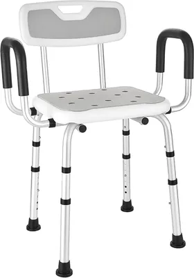 Imagen del producto de Silla de ducha ajustable, color gris, antideslizante, para personas mayores, 1 unidad