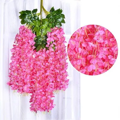 Produktbild von Künstliche Wisteria Ranke - Blumengirlande - 1 Stück Seidenblumen - Hängende Kletterpflanze - Deko für Hochzeitsbogen & Wand innen - Farbe JM-SF