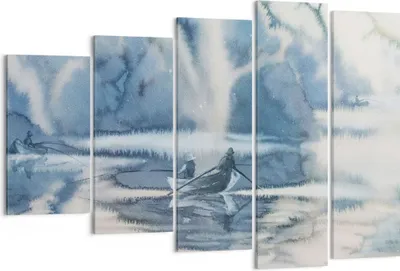 Produktbild von Bild auf Leinwand - Leinwandbild - Boot Fischer Wasser - 150x100cm - Wand Bild - Wanddeko - Leinwanddruck - Bilder - Kunstdruck - Wanddekoration - Leinwand bilder - Wandkunst - EG150x100-3864