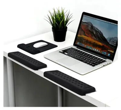 Produktbild von 2er-Set L-förmige Ellbogenauflagen aus Memory-Schaum, Ergonomische Armauflagen mit Mauspad, Rutschfeste Ellbogenkissen für das Büro