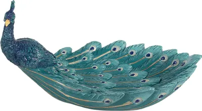 Productafbeelding van Clayre & Eef Decoratieve schaal, pauw, 30x19x16 cm, blauw, kunststof
