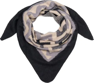 Produktbild von styleBREAKER Damen XXL Web Dreieck Schal mit buntem Zick-Zack Zacken Muster, Dreiecktuch, Winter Schal warm weich, Tuch 01020049