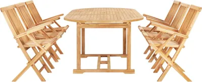 Produktbild von vidaXL 7-tlg. Garten-Essgruppe 150-200 x 100 x 75 cm Massivholz Teak
