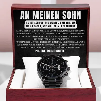 Produktbild von An meinen Sohn - Schwarze Herrenuhr mit Chronograph ALIX_CHRONOMASTER und einer en GIFT BOX