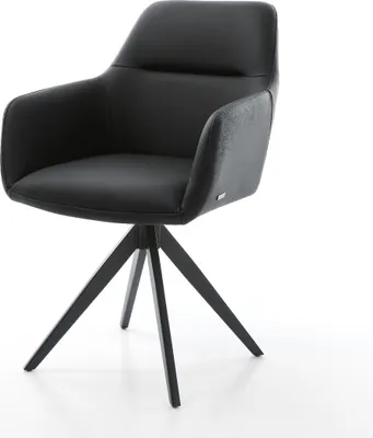 Produktbild von DELIFE Esszimmerstuhl Pejo-Flex Echt-Leder Schwarz Kreuzgestell kantig Schwarz Taschenfederkern