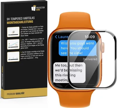 Produktbild von 1x 9H Panzerglas für Apple Watch 7/ 8 41mm FULL CURVED Displayschutz Panzerfolie Schutzfolie Hartglas Schutzglas Displayglas Tempered Glasfolie Sicherheitsglas Echtglas