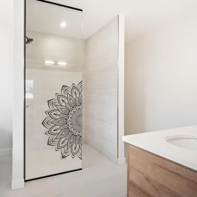 Produktbild von Sichtschutzfolie Milchglasfolie mit Motiv Duschfolie Duschkabine Duschwand Küche Fenster Folie Fische YX001 Kois 100x180cm Weiß