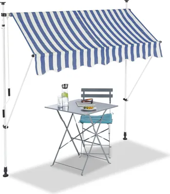 Produktbild von relaxdays Klemmmarkise blau weiß