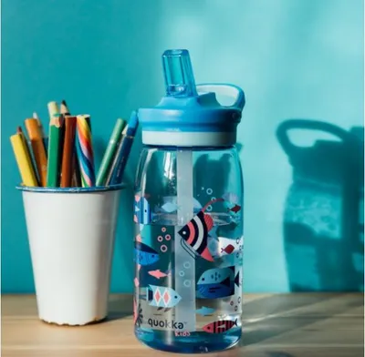 Image de Quokka Kids Glow, Bouteille en plastique avec paille Sea Life, 580ml, 40280