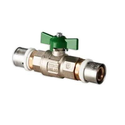 Produktbild von Selfio-Press Aluverbund Pressfitting Kugelhahn 26 x 3 mm Flügelgriff grün TH + U Kontur DVGW