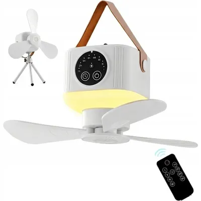 Produktbild von Ø24cm Camping Ventilator mit Licht, USB Campingventilator mit LED Licht Akku 7200mAh Fernbedienung & Timer, 3-in-1 Hängeventilator für Zelt Wohnmobil