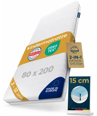 Produktbild von Finnson Kindermatratze Komfortschaum 60° waschbar - 100 - 2-in-1 Kinderbett