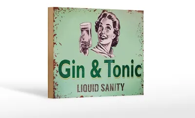 Produktbild von Holzschild Alkohol 18x12 cm Gin & Tonic liquid sanity